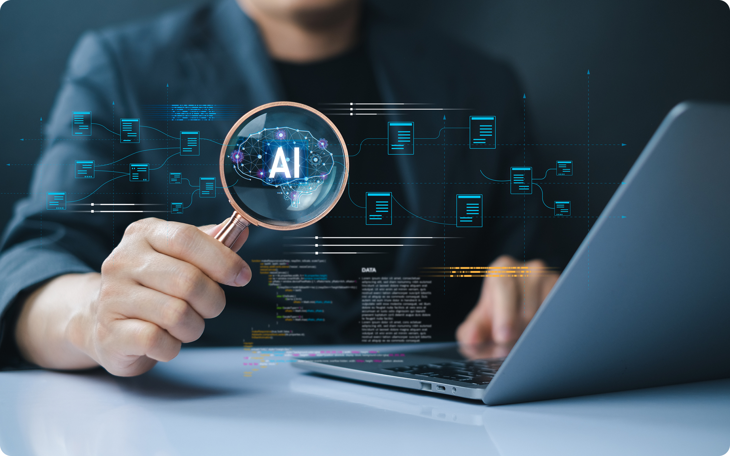 AI innovation and digital data visualization